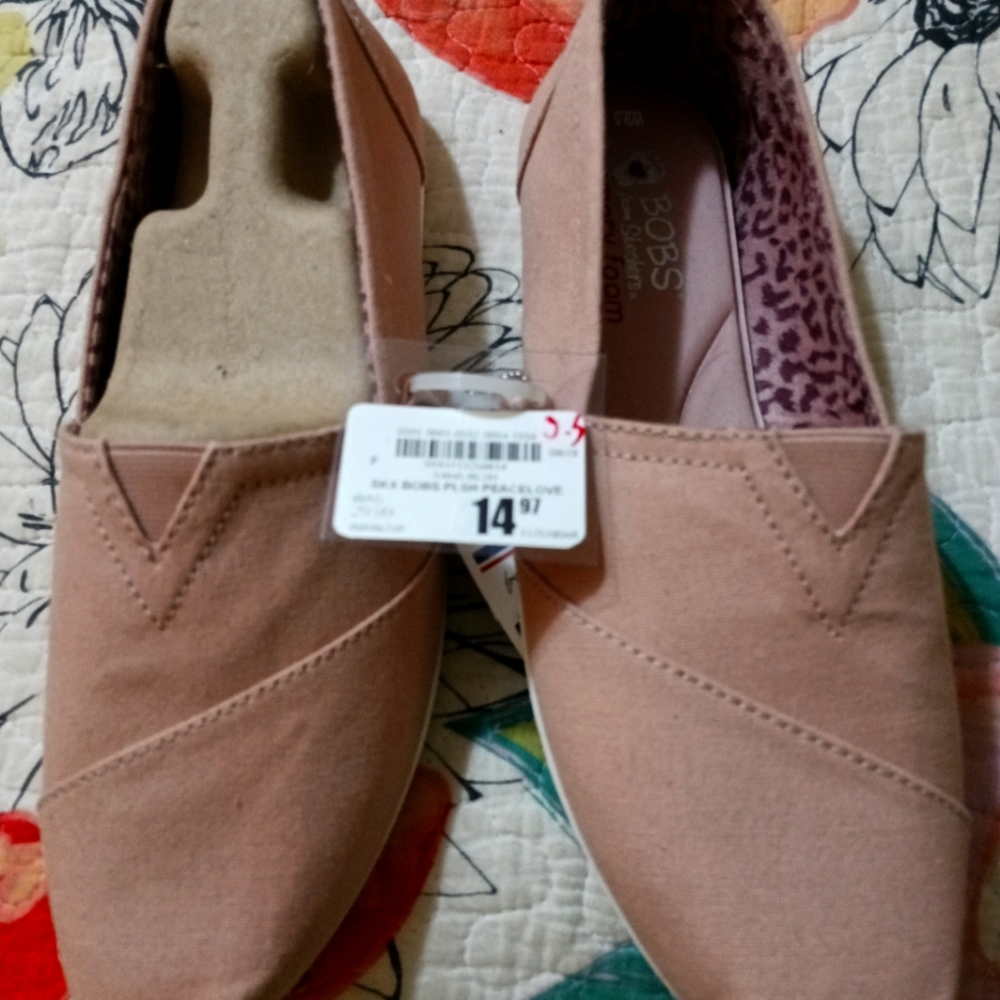 NWT. Bobs peachy pink slip ons.
